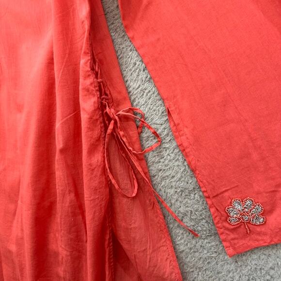 Bandolino Size 12 Cover-Up Salmon Color Embroidered Sequins Side Ties Beach - Picture 5 of 12